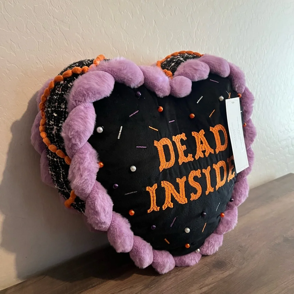 Cupcakes & Cashmere ‘Dead Inside’ Heart Shaped Cake Halloween Pillow
